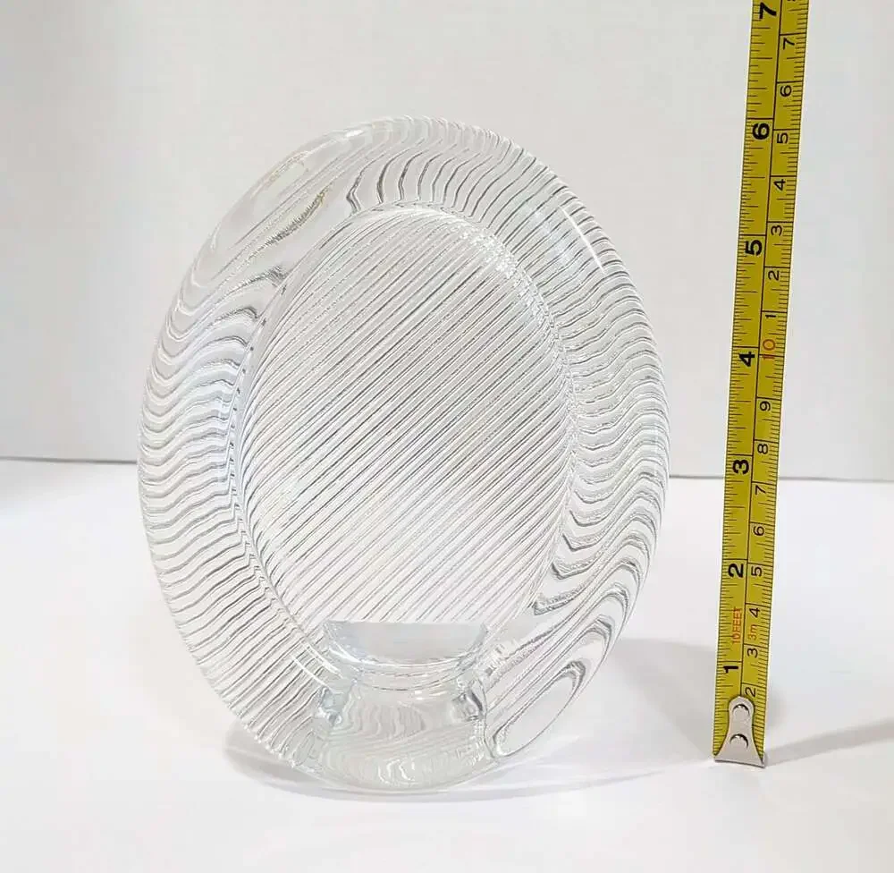 Vintage 1980s Mikasa Frame Heavy Crystal Oval Photo Frame Ribbed Glass Japan
